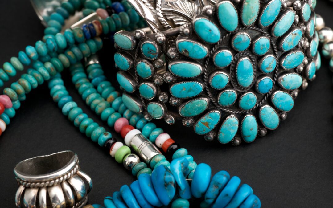 Turquoise and silver jewelry featured at Cowgirl Market in College Station, TX